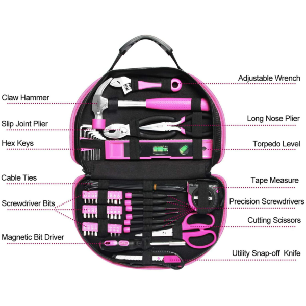 EXCITED WORK 69-Piece Pink Tool Kit - Image 2