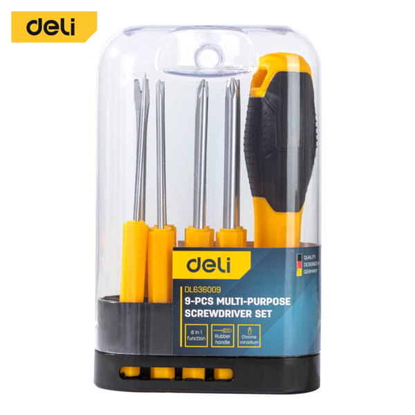 Deli 9-Piece Magnetic Screwdriver Set with Comfort Grip Handle